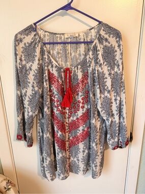 THML Navy Floral Print Blouse